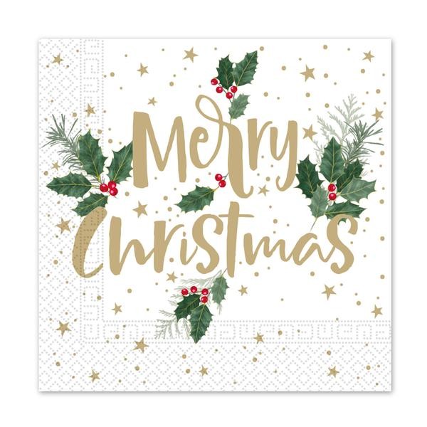 Vánoční papírové ubrousky 33x33cm 3vrstvé merry christmas 20ks
