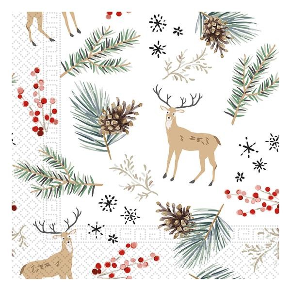 Vánoční papírové ubrousky 33x33cm 3vrstvé jelen