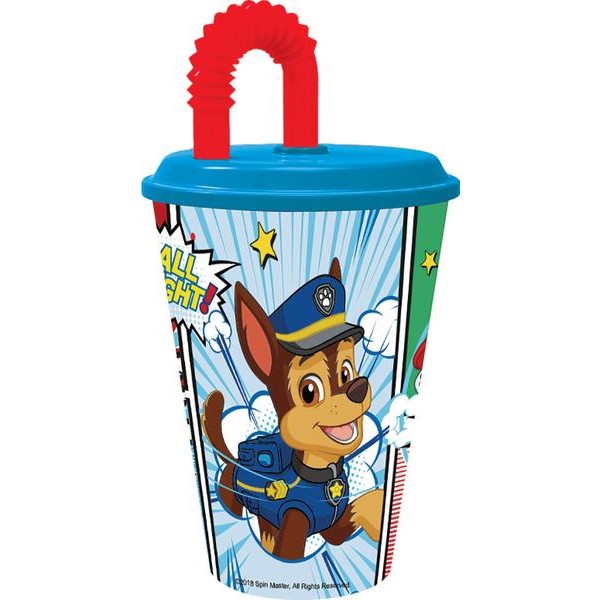 KELÍMEK S BRČKEM PLASTOVÝ PAW PATROL, 430ML