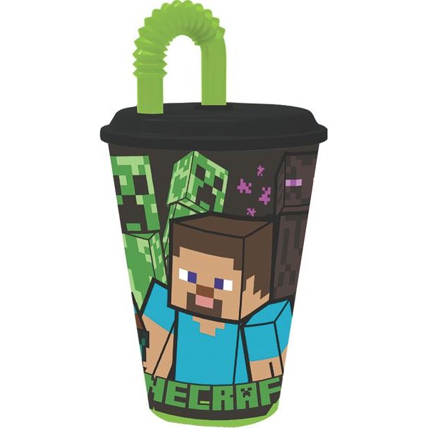 Plastový kelímek s brčkem MINECRAFT 430ml