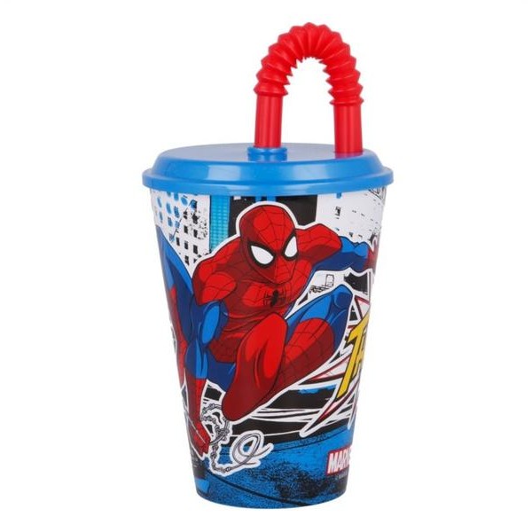 Plastový kelímek s brčkem Spiderman 430ml