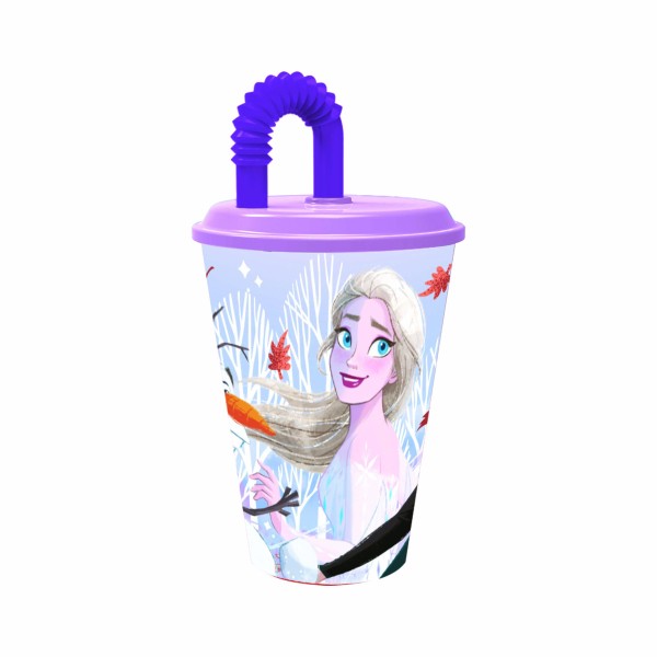 Plastový kelímek s brčkem Ledové království 430ml