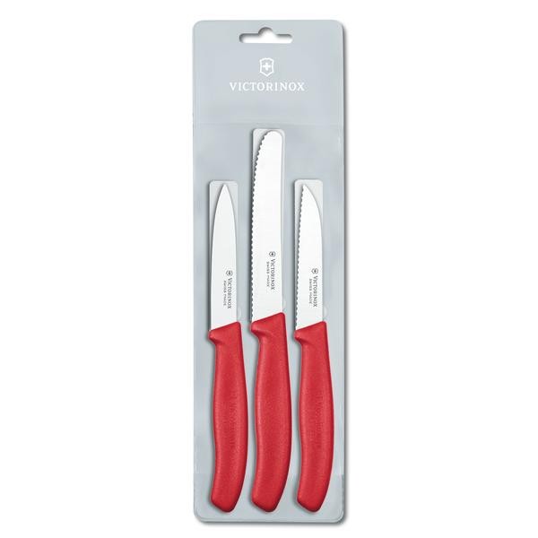 NOŽE NA ZELENINU VICTORINOX 3KS, ČERVENÁ