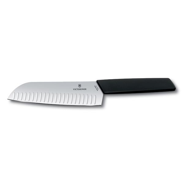 NŮŽ SANTOKU VICTORINOX, RÝHOVANÝ OKRAJ,17CM,ČERNÁ - doprava zdarma