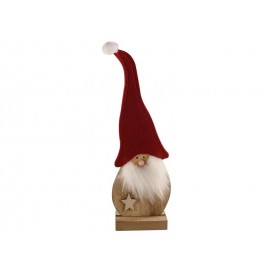 SANTA CLAUS PLSTĚNÝ NA DŘEVĚNEM PODSTAVCI 29CM ČER