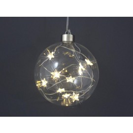 Vánoční dekorace LED 10cm koule s hvězdičkami