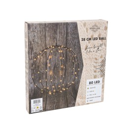 Vánoční dekorace s časovačem 80LED černá koule 28cm