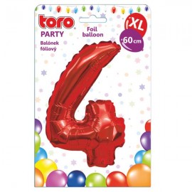 Balónek fóliový TORO XL číslice "4" 60cm
