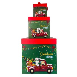 Dárková krabička se stuhou TORO set 3ks zelené vánoce