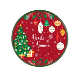 PODNOS VÁNOČNÍ KULATÝ STROMEK 26x2,5CM PLECHOVÝ