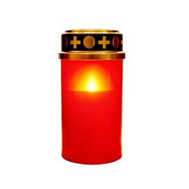 SVÍČKA HŘBITOVNÍ 2AA 6X10CM TEPLÁ BÍLÁ LED ČERVENÁ