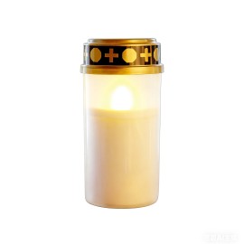 SVÍČKA HŘBITOVNÍ 2AA 6X10CM TEPLÁ BÍLÁ LED BÍLÁ