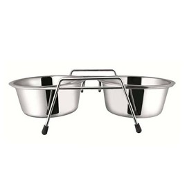 DVOJITÁ MISKA SE STOJÁNKEM PRO DOMÁCÍ MAZLÍČKY 1L