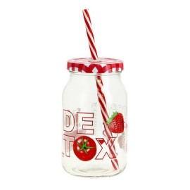 Sklenice s brčkem detox 450ml MIX barev