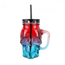 SKLENICE S VÍČKEM A PAPÍROVÉ BRČKO 400ML, 4ASSORT