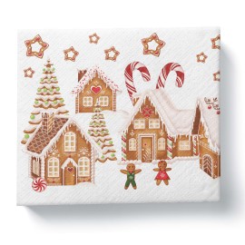 Papírové ubrousky 33x33cm 3vrstvé Perníčková vesnička 20ks