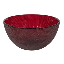 Skleněná miska 500ml červená s glitry