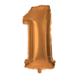 Balónek foliový TORO číslice 1 30cm bronzový