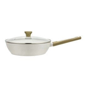 Hluboká pánev s poklicí KITCHISIMO Bianco 28cm nepřilnavý povrch