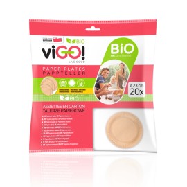 VIGO! TALÍŘE PAPÍROVÉ BIO HNĚDÉ  23CM, 20 KS