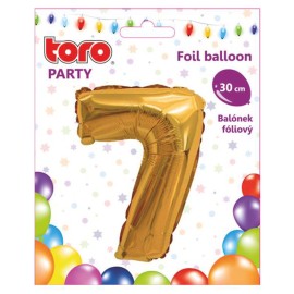 Balónek foliový TORO číslice 7 30cm zlatý