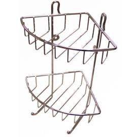 Rohová dvoupatrová polička do koupelny TORO 30x22,5cm