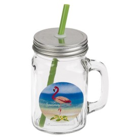 Sklenice s brčkem TORO plameňák 450ml MIX motivů