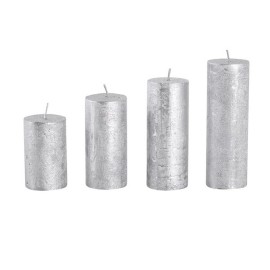 Rustikální adventní svíčka ø4cm PROVENCE 4ks stříbrná
