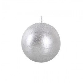 Rustikální svíčka koule 8cm PROVENCE stříbrná
