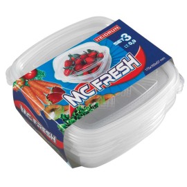 Plastová dóza čtvercová - HEIDRUN McFresh 3ks 0,9l