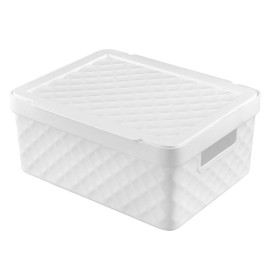 Plastový košík s víkem HEIDRUN 36x27x14cm MIX barev