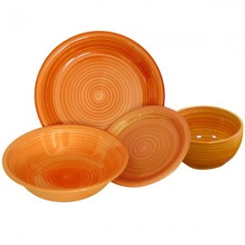 Talíř dezertní s proužky keramika, 19 cm, oranžový