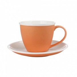 Šálek podšálek, porcelán, oranžový mat