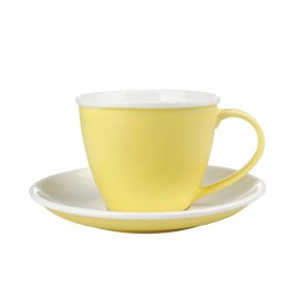 Šálek podšálek, porcelán, žlutý mat