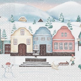 Vánoční ubrousky 33x33cm 3 vrstvé vesnička 20ks