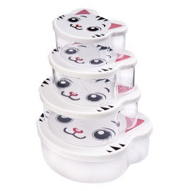 SADA 4KS DÓZ NA SVAČINU KOČKA 180/310/500/710ML PP