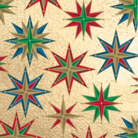 Vánoční papírové ubrousky 33x33cm 3vrstvé hvězdy