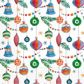 Vánoční papírové ubrousky 33x33cm 3vrstvé barevné ozdoby