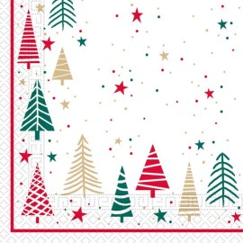 Vánoční papírové ubrousky 33x33cm 3vrstvé stromky