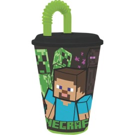 Plastový kelímek s brčkem MINECRAFT 430ml