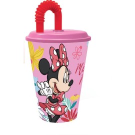 Plastový kelímek s brčkem MINNIE 430ml